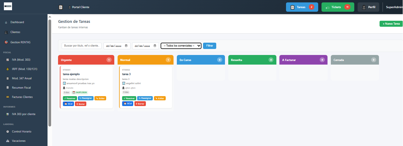 Kanban de tareas internas del despacho con Google Calendar